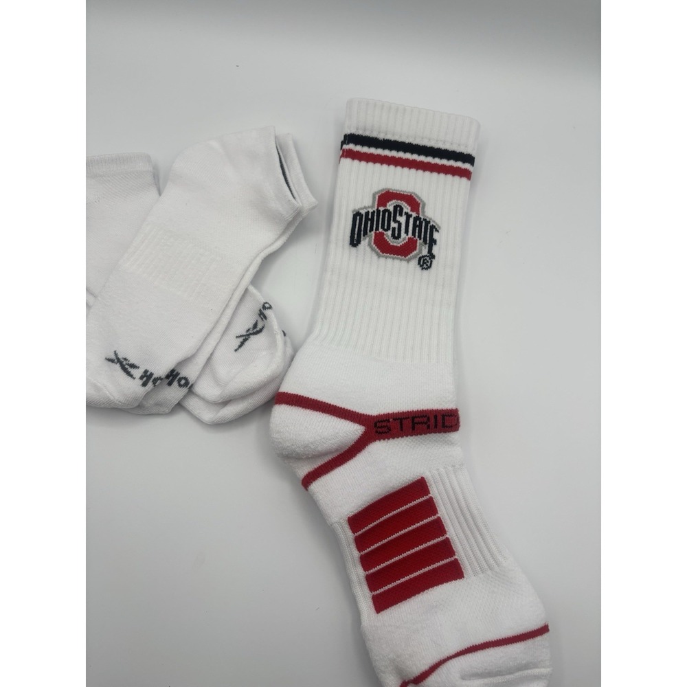 Lot Of 3 Strideline Ohio State‎ Crew Socks Men 8-12 Women 9.5-13.5 & Reebok New